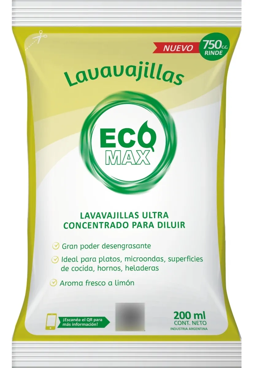 LÍQUIDO PARA ROPA ECOMAX EN SOBRE PARA DILUIR POR 200 ML