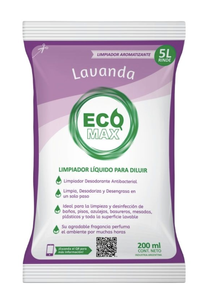 LÍQUIDO PARA ROPA ECOMAX EN SOBRE PARA DILUIR POR 200 ML