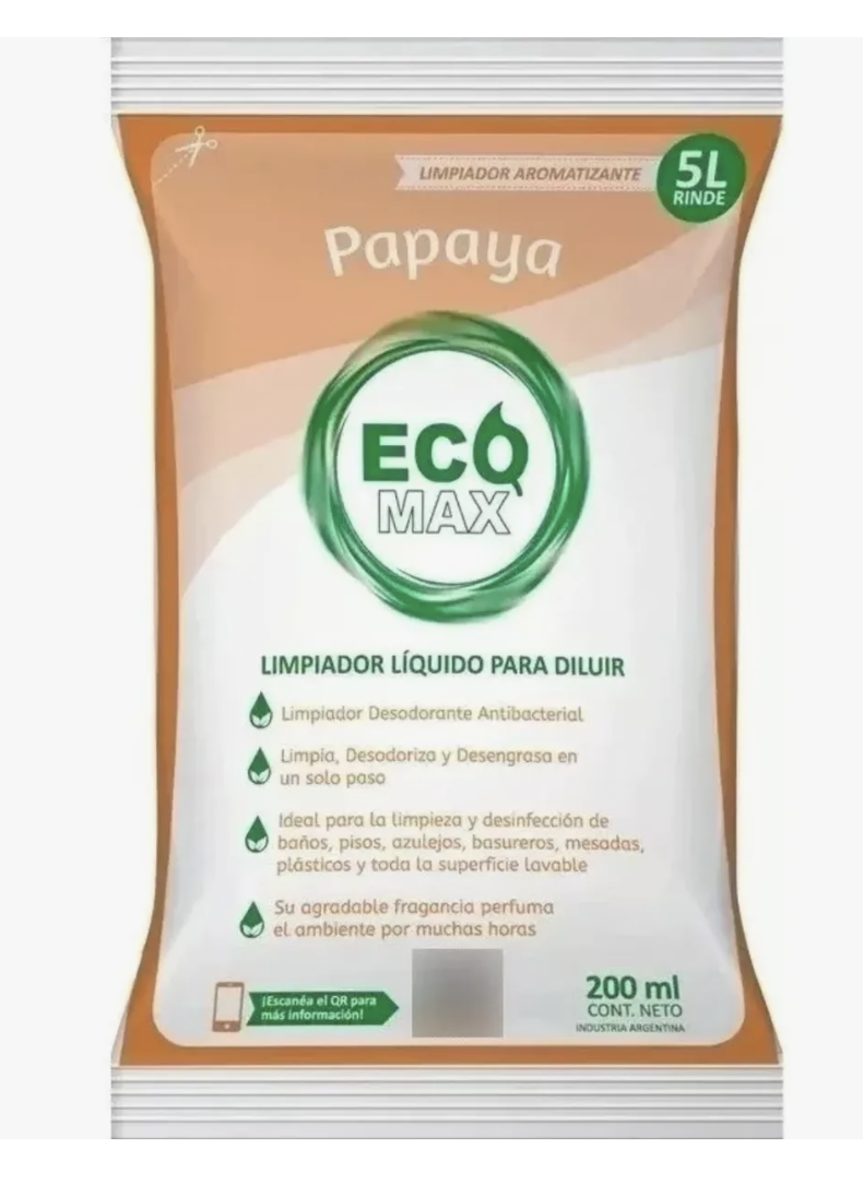 LÍQUIDO PARA ROPA ECOMAX EN SOBRE PARA DILUIR POR 200 ML